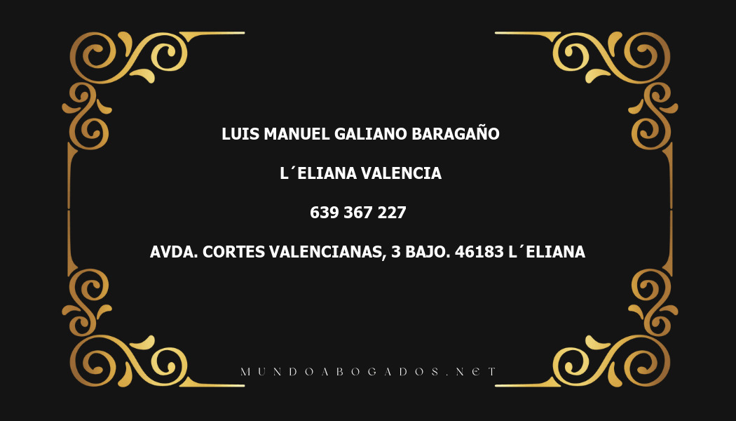 abogado Luis Manuel Galiano Baragaño en la localidad de L´Eliana