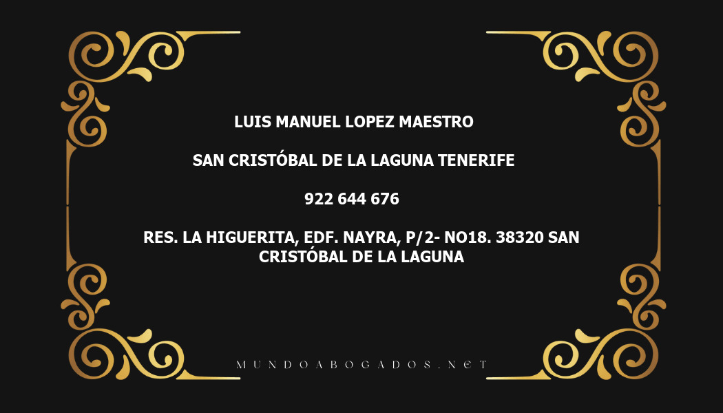 abogado Luis Manuel Lopez Maestro en la localidad de San Cristóbal de La Laguna