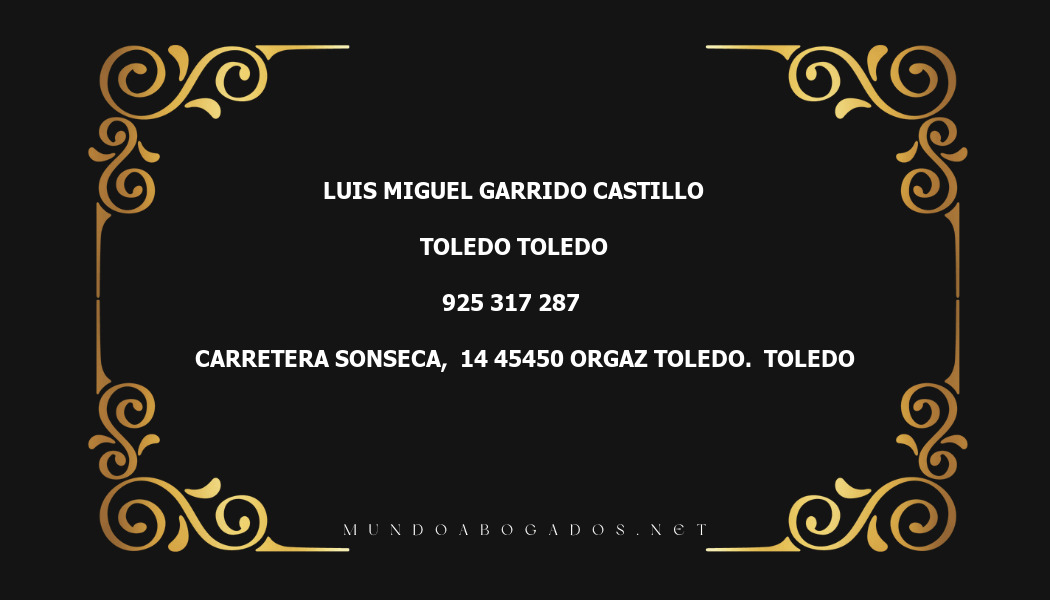 abogado Luis Miguel Garrido Castillo en la localidad de Toledo