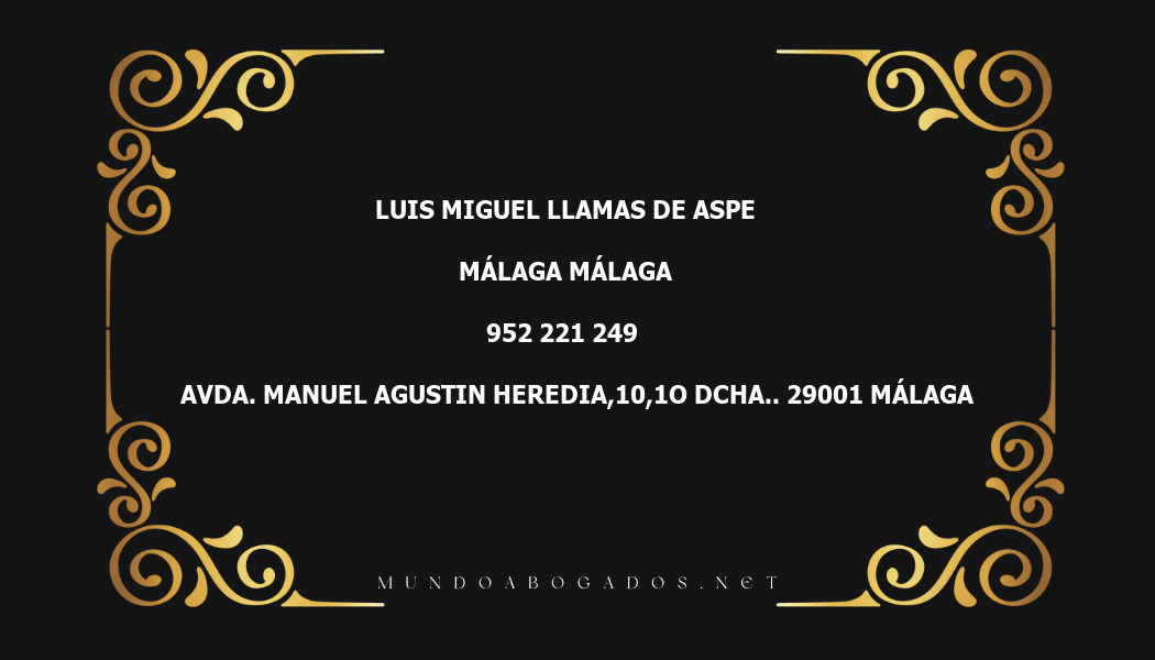 abogado Luis Miguel Llamas De Aspe en la localidad de Málaga