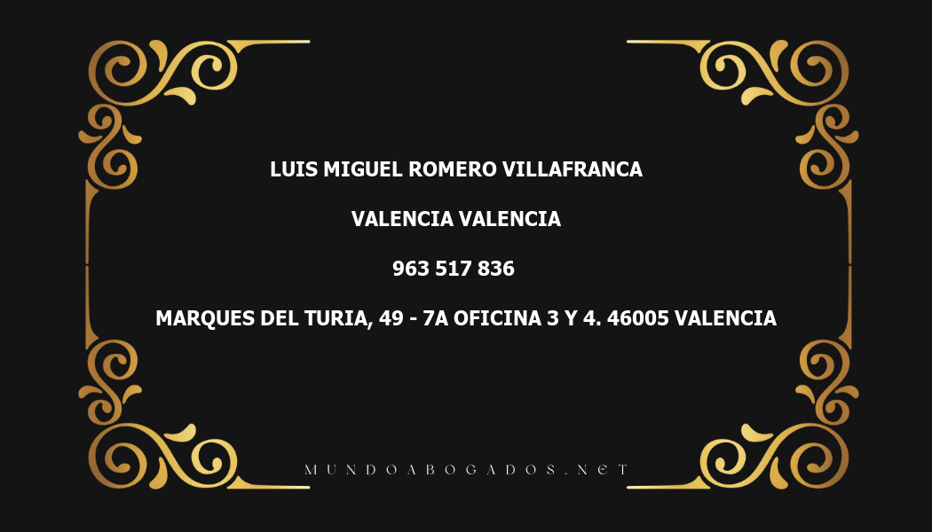 abogado Luis Miguel Romero Villafranca en la localidad de Valencia