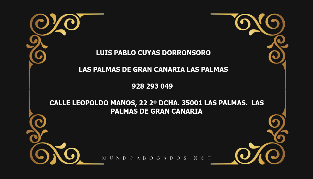 abogado Luis Pablo Cuyas Dorronsoro en la localidad de Las Palmas de Gran Canaria