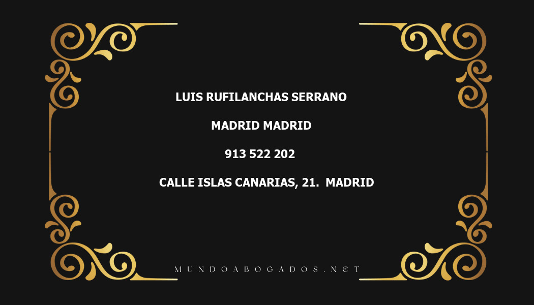 abogado Luis Rufilanchas Serrano en la localidad de Madrid