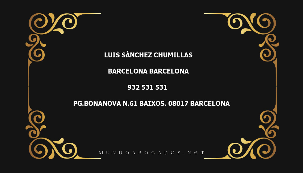 abogado Luis Sánchez Chumillas en la localidad de Barcelona