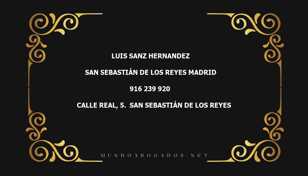 abogado Luis Sanz Hernandez en la localidad de San Sebastián de los Reyes