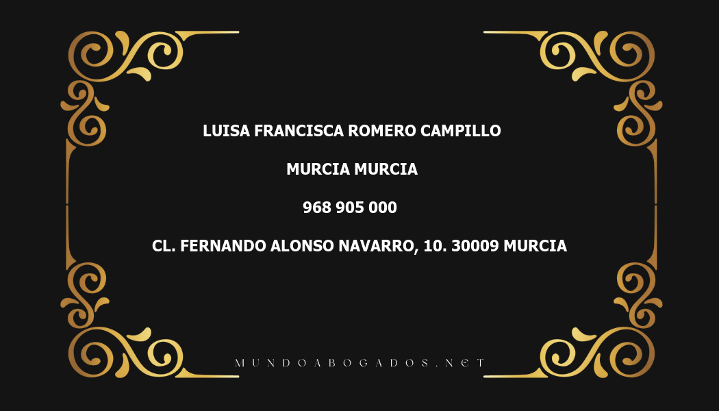 abogado Luisa Francisca Romero Campillo en la localidad de Murcia