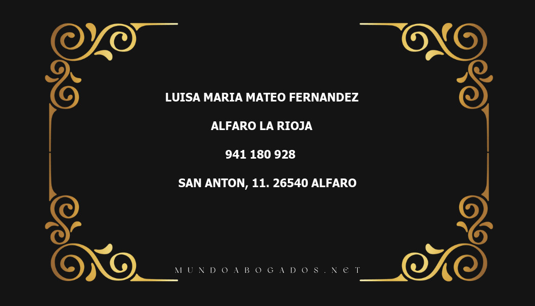 abogado Luisa Maria Mateo Fernandez en la localidad de Alfaro