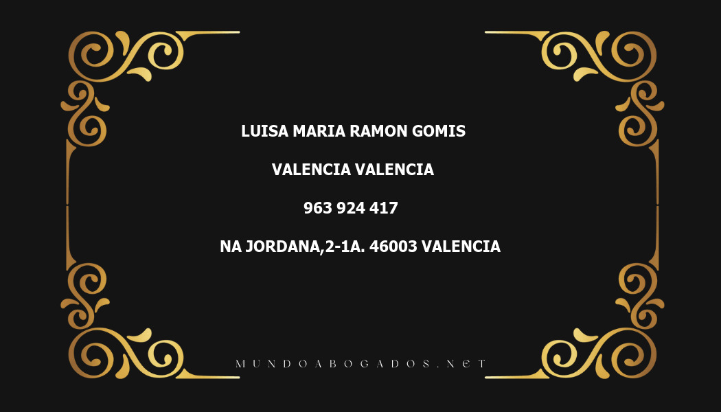 abogado Luisa Maria Ramon Gomis en la localidad de Valencia