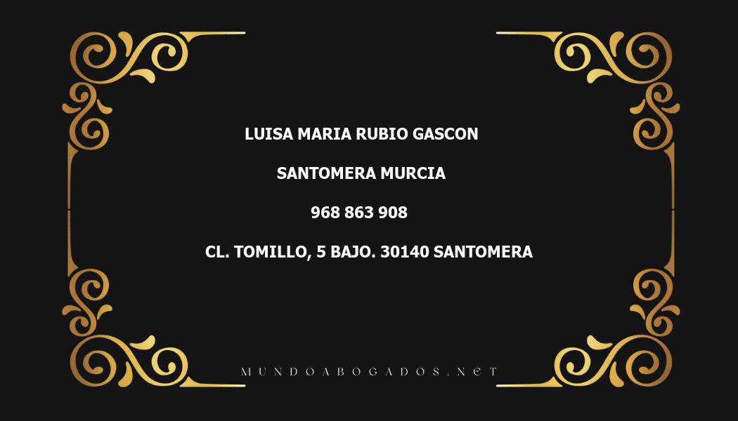 abogado Luisa Maria Rubio Gascon en la localidad de Santomera