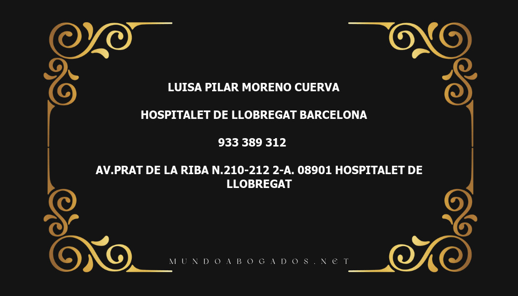 abogado Luisa Pilar Moreno Cuerva en la localidad de Hospitalet de Llobregat