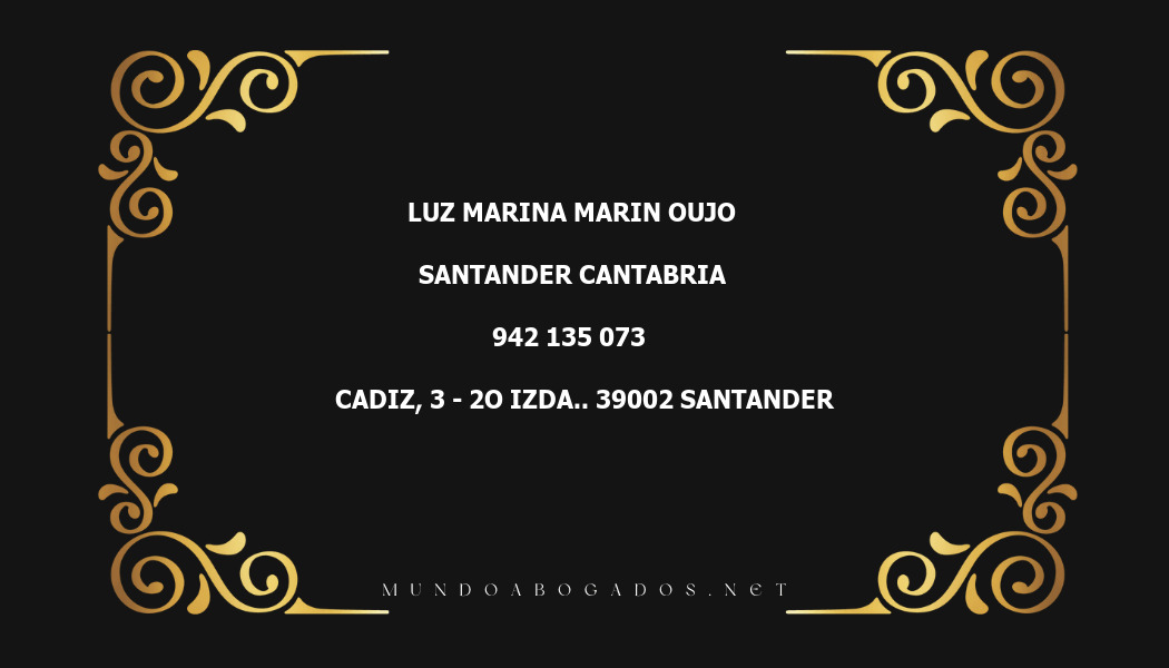 abogado Luz Marina Marin Oujo en la localidad de Santander