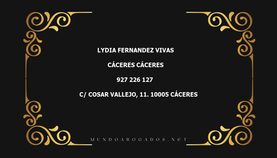 abogado Lydia Fernandez Vivas en la localidad de Cáceres