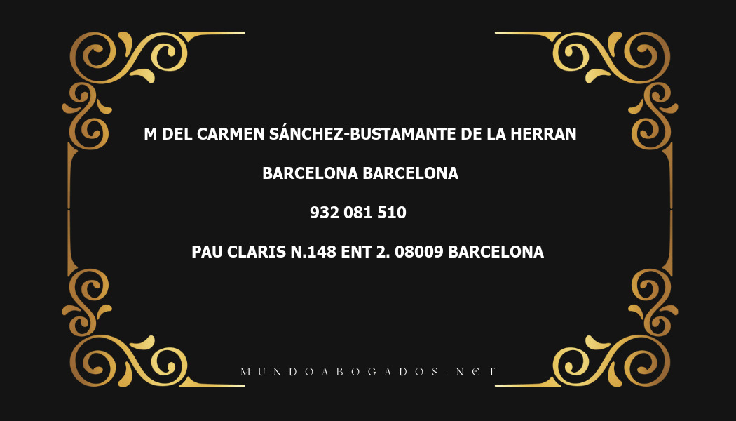 abogado M Del Carmen Sánchez-Bustamante De La Herran en la localidad de Barcelona