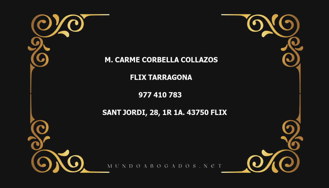 abogado M. Carme Corbella Collazos en la localidad de Flix