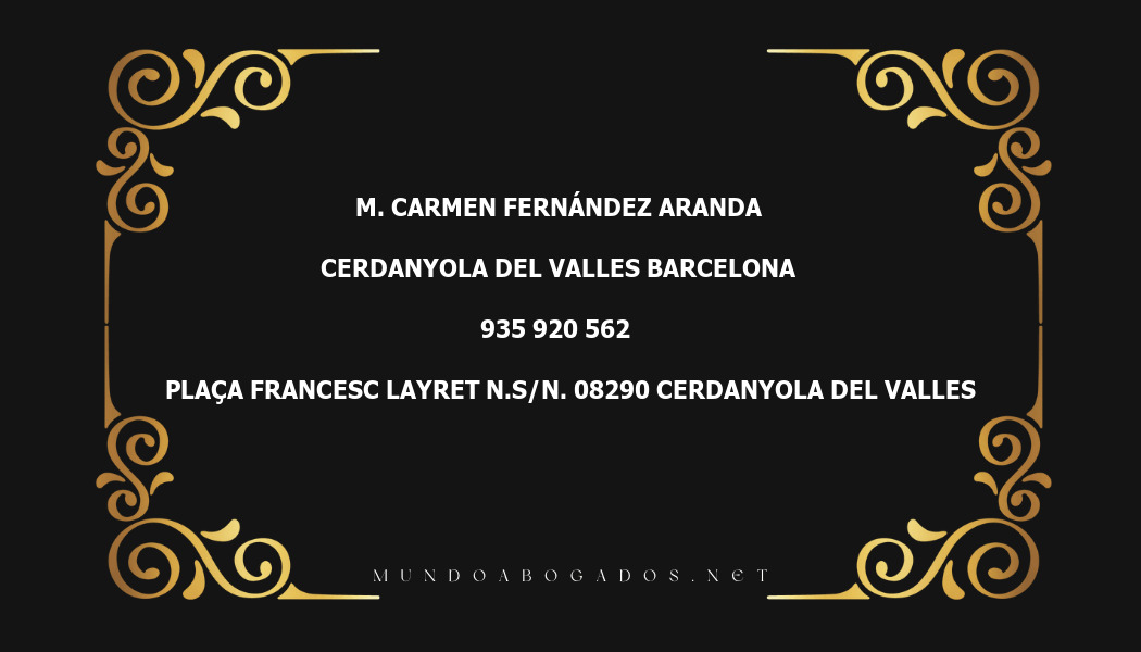 abogado M. Carmen Fernández Aranda en la localidad de Cerdanyola del Valles