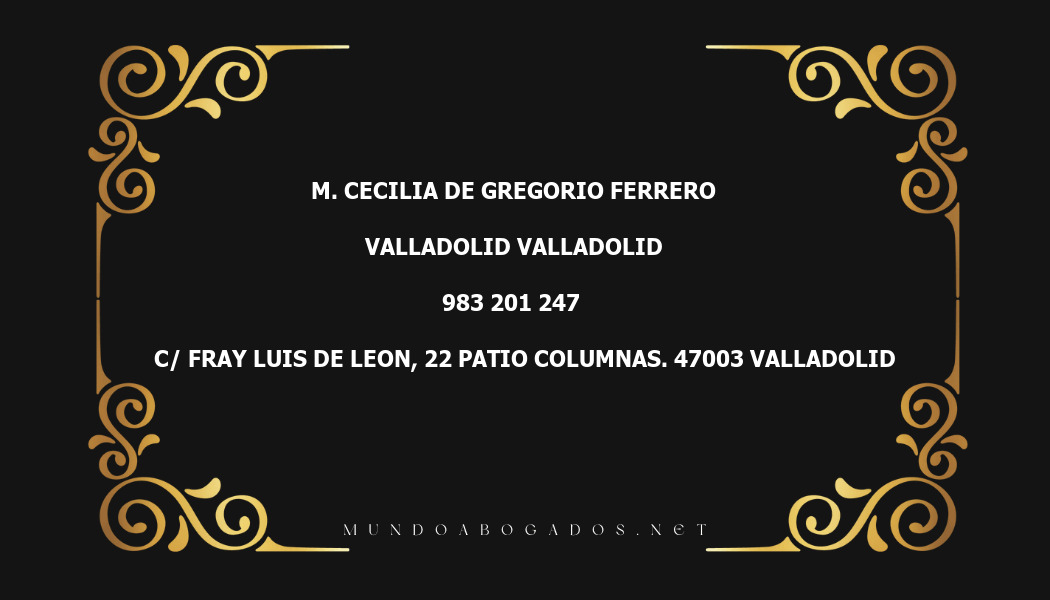 abogado M. Cecilia De Gregorio Ferrero en la localidad de Valladolid