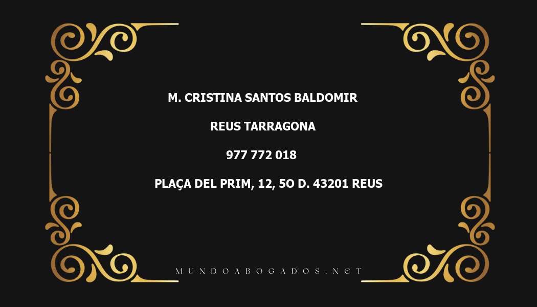 abogado M. Cristina Santos Baldomir en la localidad de Reus