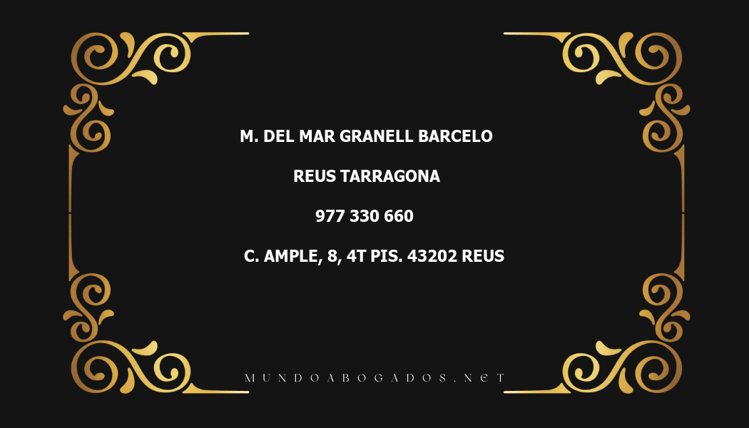 abogado M. Del Mar Granell Barcelo en la localidad de Reus