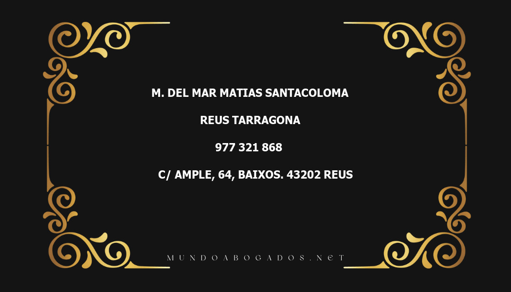 abogado M. Del Mar Matias Santacoloma en la localidad de Reus