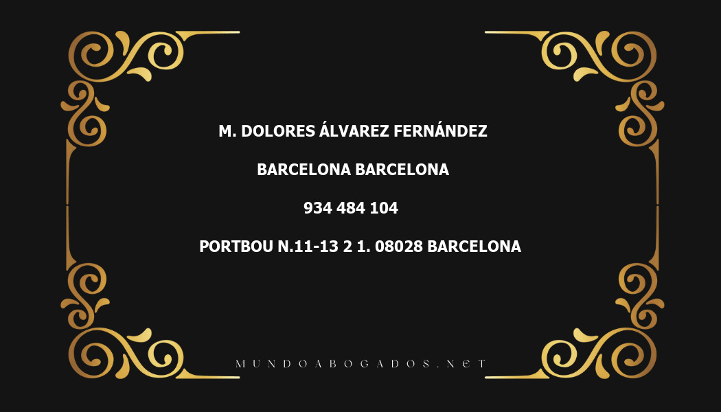 abogado M. Dolores Álvarez Fernández en la localidad de Barcelona