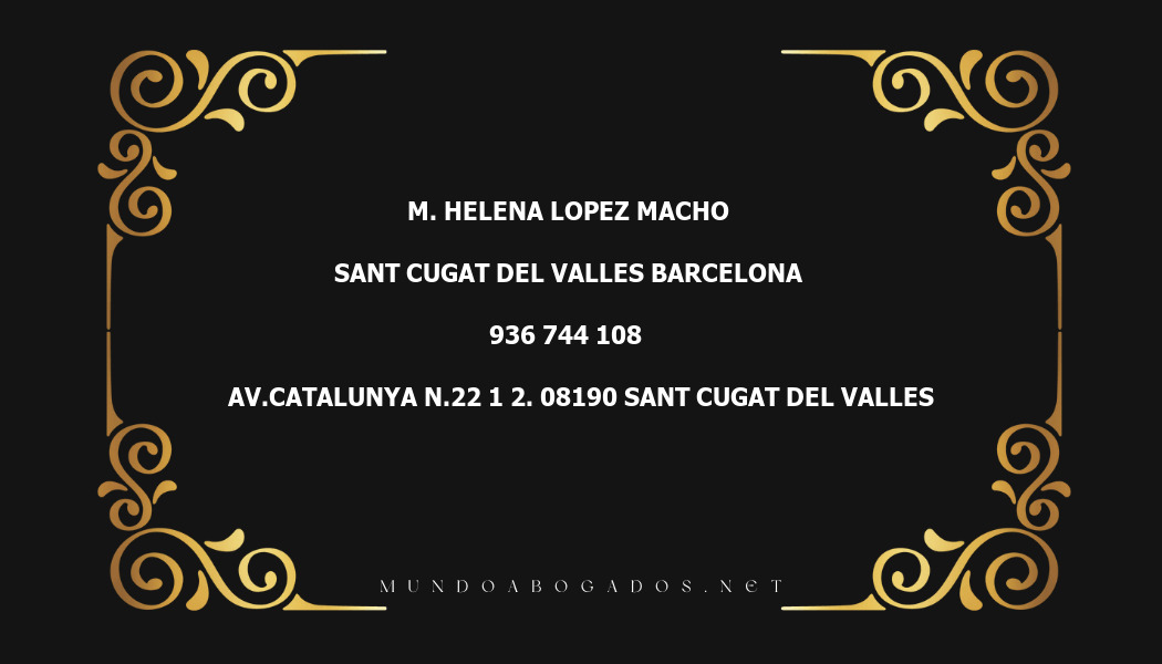 abogado M. Helena Lopez Macho en la localidad de Sant Cugat del Valles