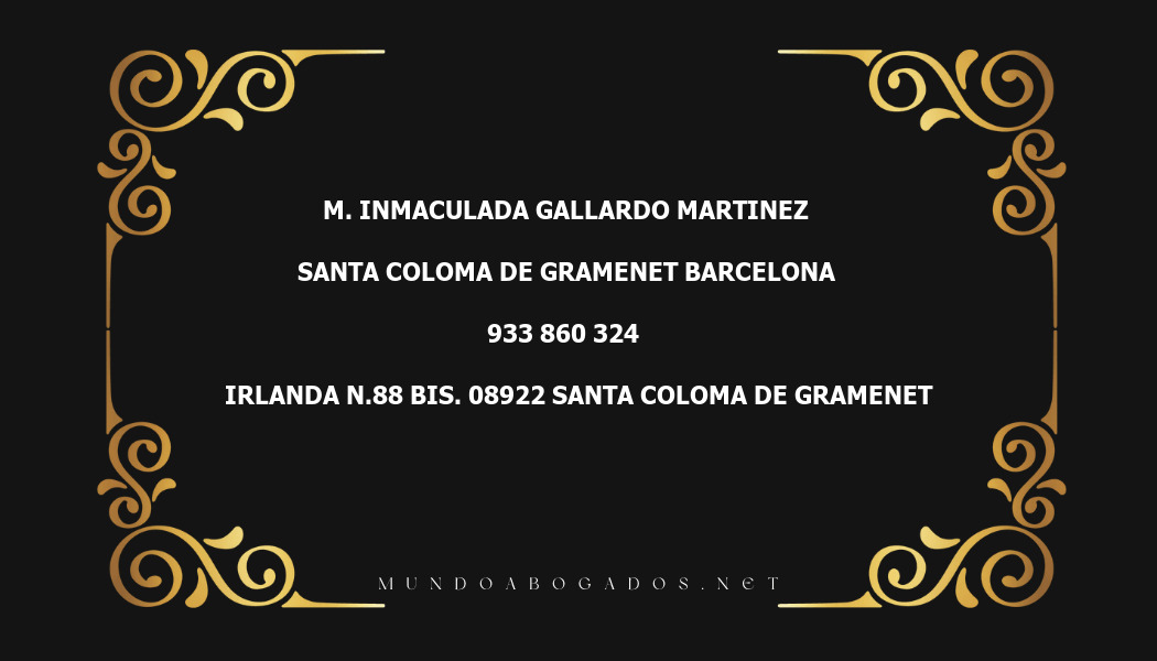 abogado M. Inmaculada Gallardo Martinez en la localidad de Santa Coloma de Gramenet