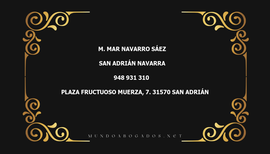 abogado M. Mar Navarro Sáez en la localidad de San Adrián