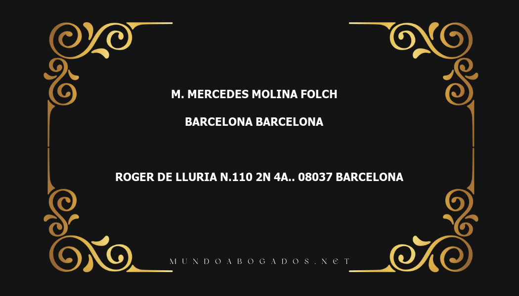 abogado M. Mercedes Molina Folch en la localidad de Barcelona