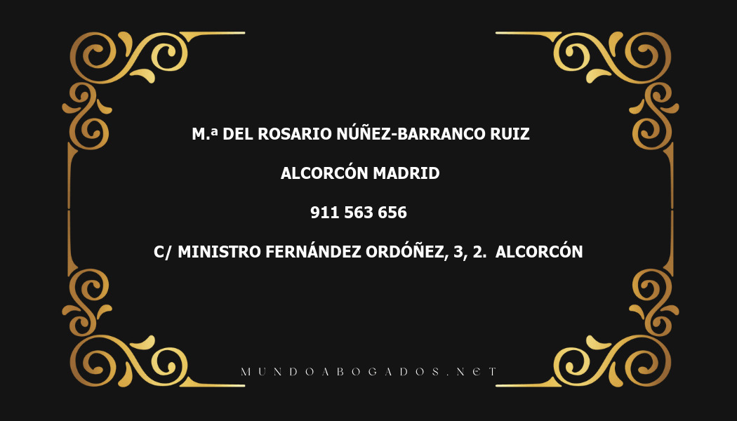 abogado M.ª Del Rosario Núñez-Barranco Ruiz en la localidad de Alcorcón