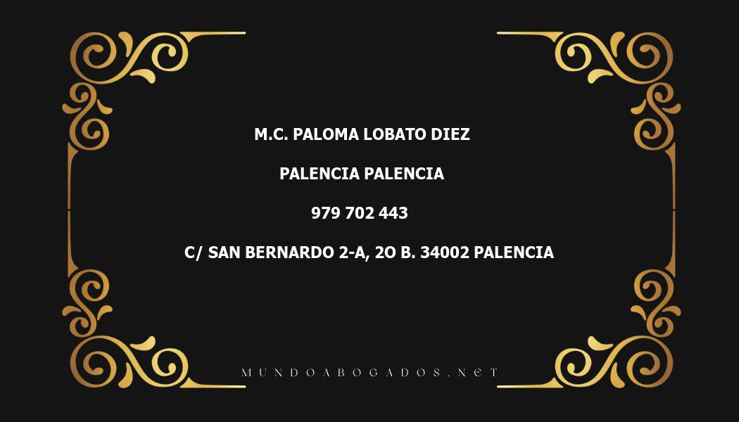 abogado M.C. Paloma Lobato Diez en la localidad de Palencia