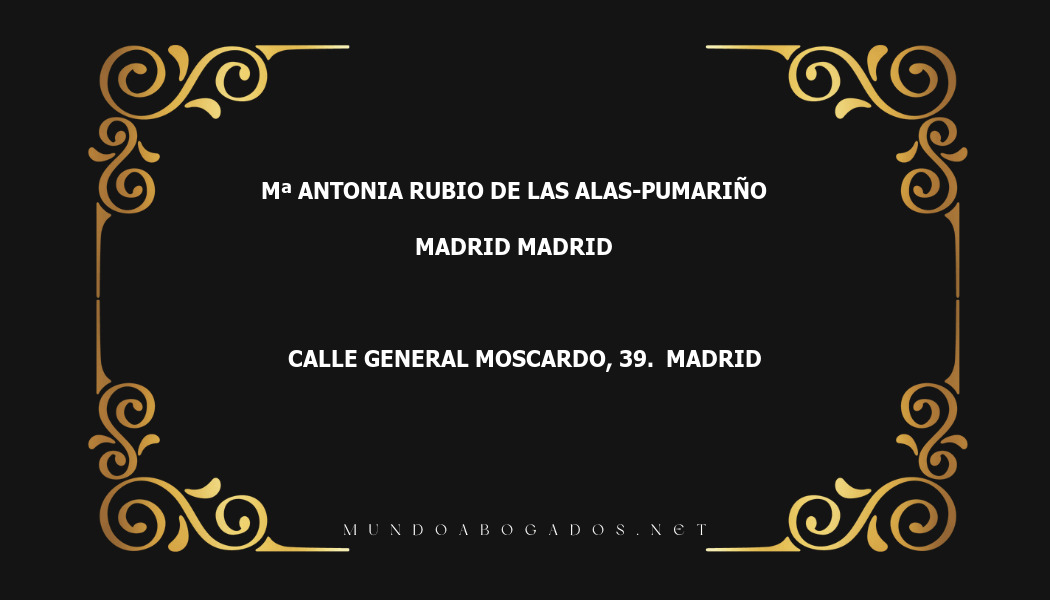 abogado Mª Antonia Rubio De Las Alas-Pumariño en la localidad de Madrid