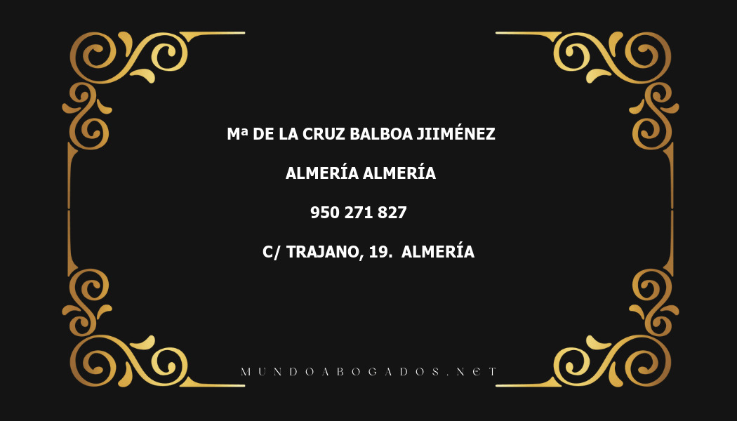 abogado Mª De La Cruz Balboa Jiiménez en la localidad de Almería