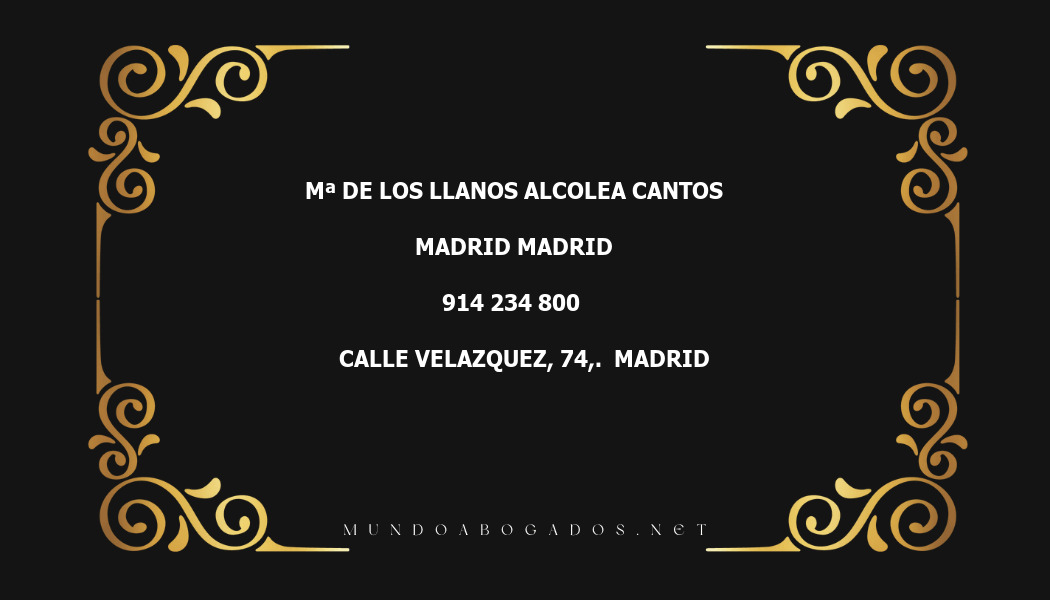 abogado Mª De Los Llanos Alcolea Cantos en la localidad de Madrid