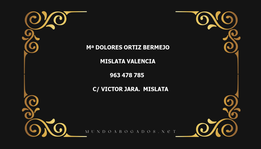 abogado Mª Dolores Ortiz Bermejo en la localidad de Mislata