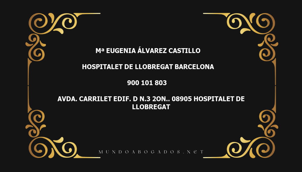 abogado Mª Eugenia Álvarez Castillo en la localidad de Hospitalet de Llobregat