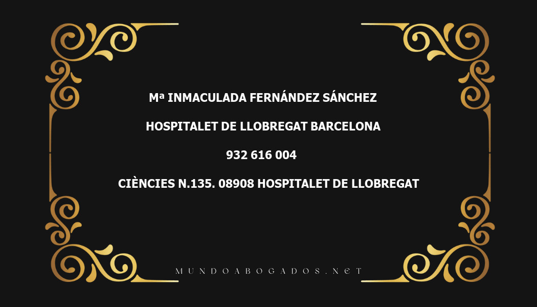 abogado Mª Inmaculada Fernández Sánchez en la localidad de Hospitalet de Llobregat