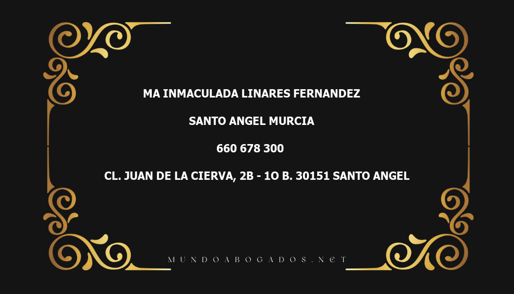 abogado Ma Inmaculada Linares Fernandez en la localidad de Santo Angel