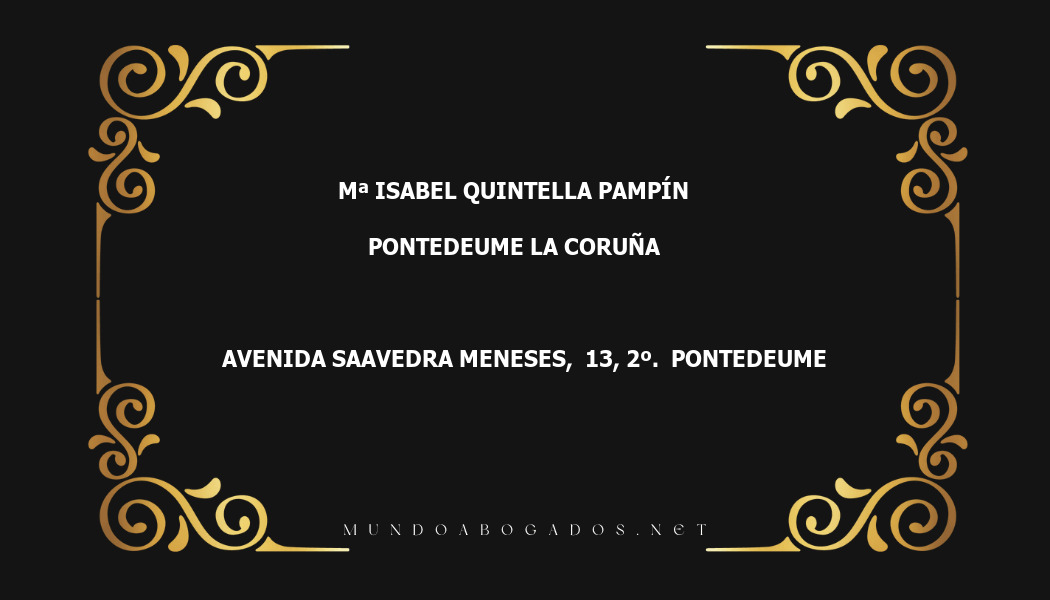 abogado Mª Isabel Quintella Pampín en la localidad de Pontedeume