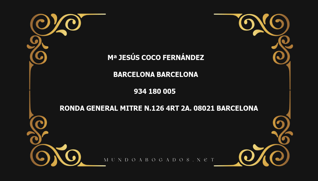 abogado Mª Jesús Coco Fernández en la localidad de Barcelona