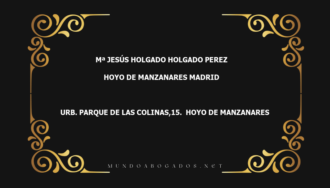 abogado Mª Jesús Holgado Holgado Perez en la localidad de Hoyo de Manzanares