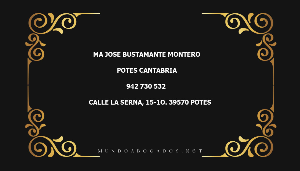 abogado Ma Jose Bustamante Montero en la localidad de Potes