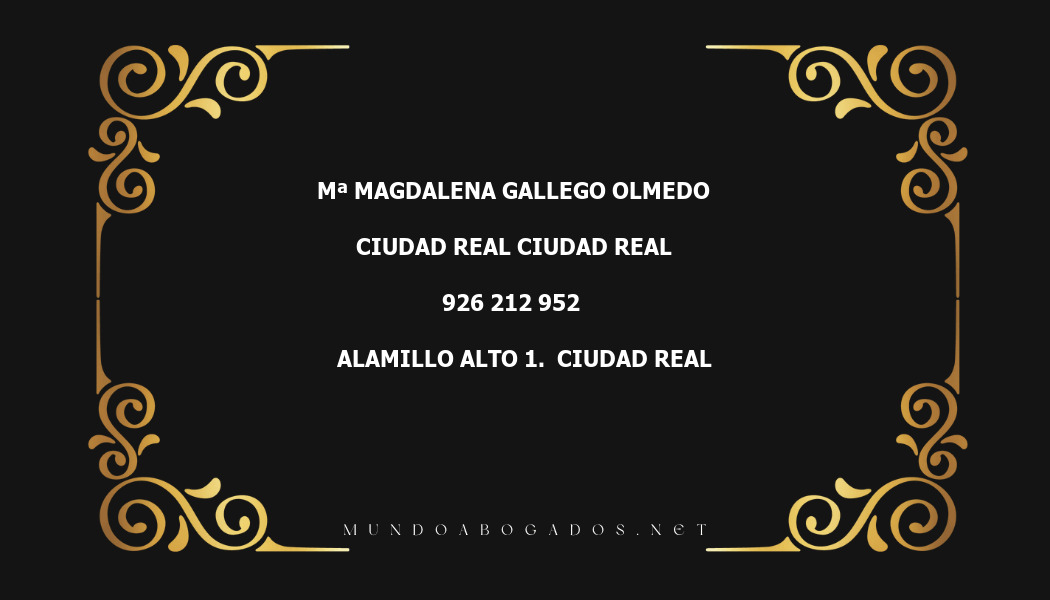 abogado Mª Magdalena Gallego Olmedo en la localidad de Ciudad Real