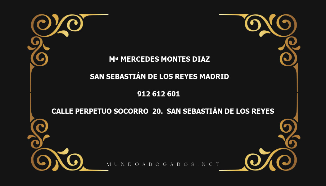 abogado Mª Mercedes Montes Diaz en la localidad de San Sebastián de los Reyes