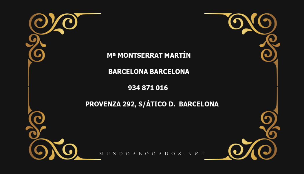 abogado Mª Montserrat Martín en la localidad de Barcelona