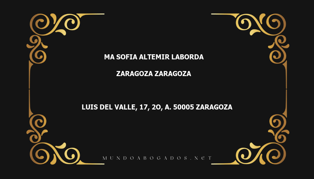 abogado Ma Sofia Altemir Laborda en la localidad de Zaragoza