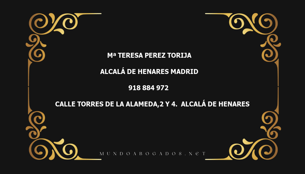 abogado Mª Teresa Perez Torija en la localidad de Alcalá de Henares