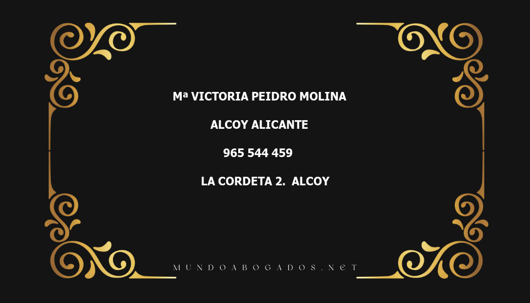 abogado Mª Victoria Peidro Molina en la localidad de Alcoy