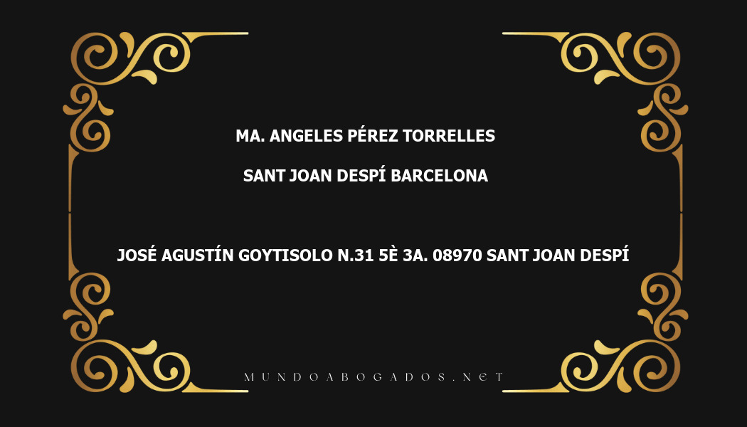 abogado Ma. Angeles Pérez Torrelles en la localidad de Sant Joan Despí