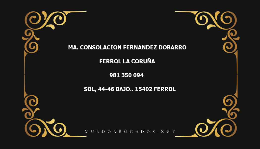 abogado Ma. Consolacion Fernandez Dobarro en la localidad de Ferrol