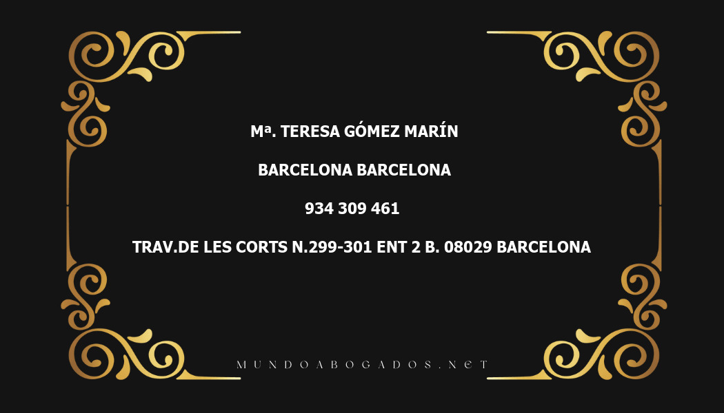 abogado Mª. Teresa Gómez Marín en la localidad de Barcelona